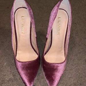 Pink velvet heels